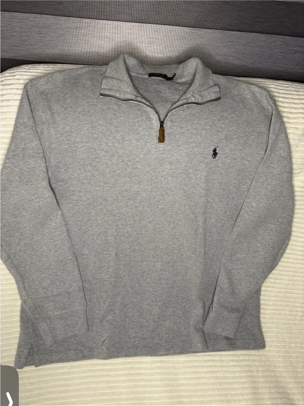 Polo Ralph Lauren Quarter Zip Pullover Mens XXL Gray Pique Sweatshirt